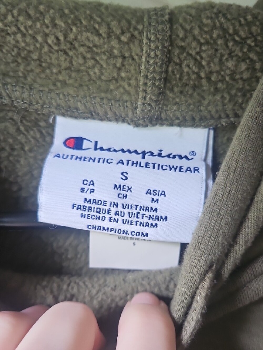 Champion Men's Olive Green to Black Dip-Dye Hoodie - Picture 3 of 3